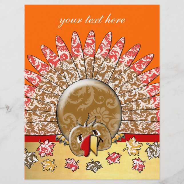 Flyer Bonita Cartoon Ação de Graças Turquia (Frente)