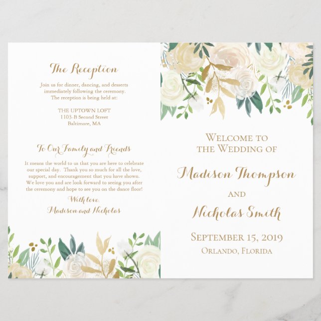 Flyer Booklets do Programa Casamento de Flores Douradas  (Frente)