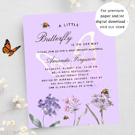 Flyer Borboleta chá de fraldas violeta convite orçamentá