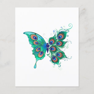 Flyer Borboleta com Penas de Pavão Verde