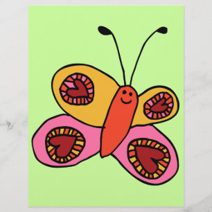 Flyer Borboleta Desenho Animado Colorida Fofa