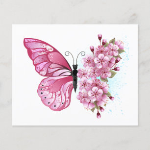 Flyer Borboleta Flor com Sakura Rosa