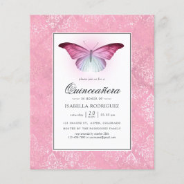 Flyer Borboleta Rosa Brilhante Quinceañera