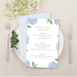 Flyer Borda Clássica de Hortênsia Azul de Casamento em P