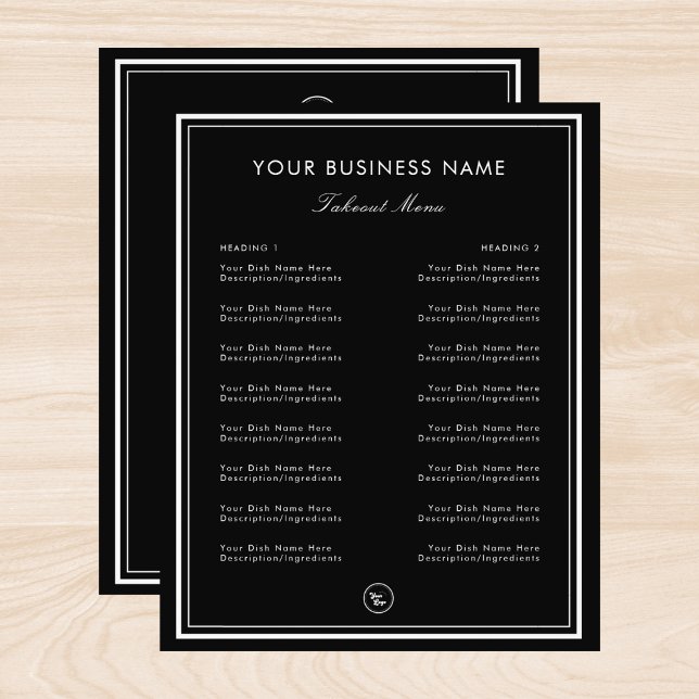 Flyer Borda preta simples moldura restaurante café para  (Criador carregado)