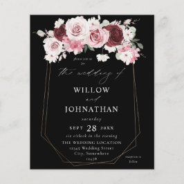 Flyer Bordo de Orçamento e Rosa Esbranquiçado 6Ele Casam