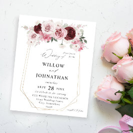 Flyer Bordo do Orçamento e Rosa 6 Ele Casamento Floral