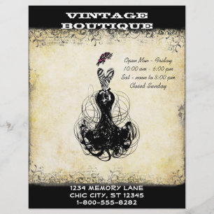 Flyer Boutique preto & cor-de-rosa ou negócio do vestid