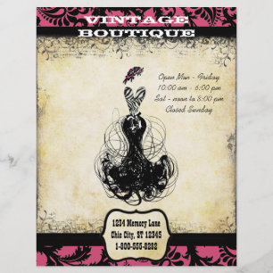 Flyer Boutique preto & cor-de-rosa ou negócio do vestid