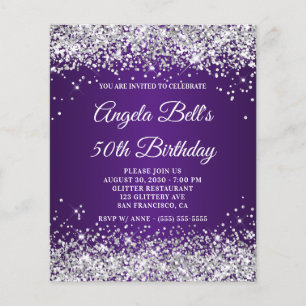 Flyer Brilho Prateado Royal Purle Ombre 50º Aniversário