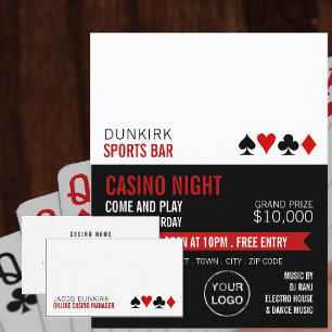 Flyer Brincando De Cartão, Noite De Casino, Indústria De