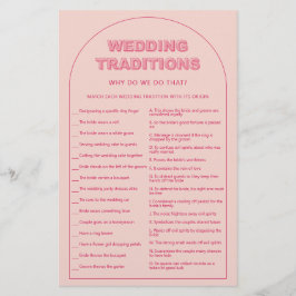 Flyer Brinde cor-de-rosa, tradições de casamento, jogo d