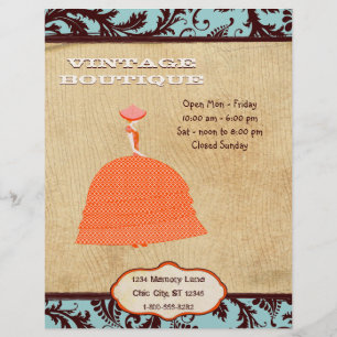 Flyer Brown and Orange Vintage Dress Boutique Business