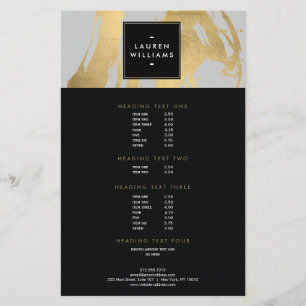 Flyer Brushstrokes Dourados do falso abstrato em cinzas