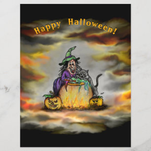 Flyer Bruxa e gato preto, Feliz Halloween!