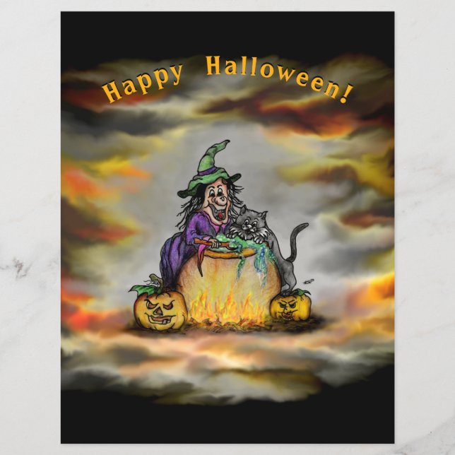 Flyer Bruxa e gato preto, Feliz Halloween! (Frente)