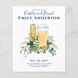 Flyer BUBBLES n BREWS Casais Chá Bachelorette Convite