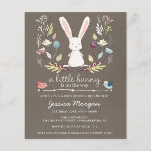 Flyer Budget A Little Bunny Baby Shower Invitation