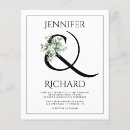 Flyer BUDGET Ampersand, eucalipto Convite para casamento