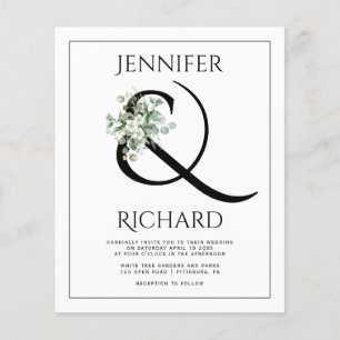 Flyer BUDGET Ampersand, eucalipto Convite para casamento