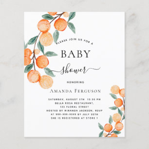 Flyer Budget Baby shower oranges invitation
