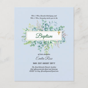 Flyer BUDGET Baptism Bautizo Bautismo GREENERInvites