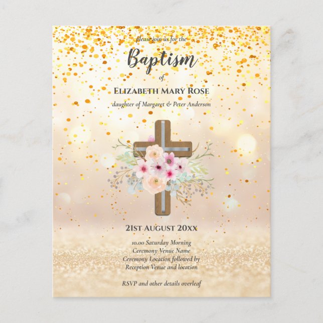 Flyer BUDGET Baptism Christening Bautizo Bautismo INVITE (Frente)