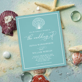 Flyer Budget Beach Seashell Convite de casamento SeaGlas