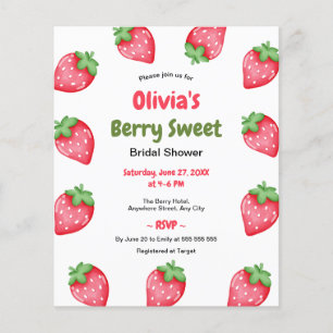Flyer Budget Berry Sweet Strawberry Chá de panela Convid
