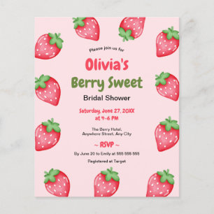 Flyer Budget Berry Sweet Strawberry Chá de panela Convid