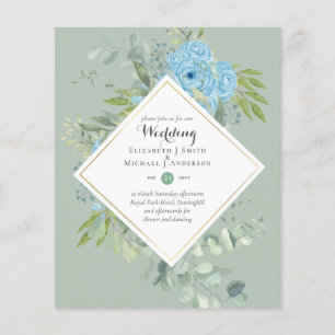 Flyer BUDGET Blue Floral Casamentos Eucalyptus
