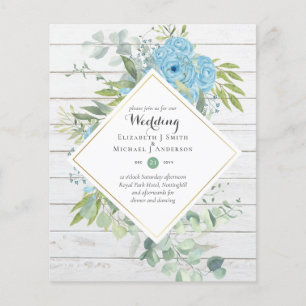 Flyer BUDGET Blue Floral Casamentos Eucalyptus