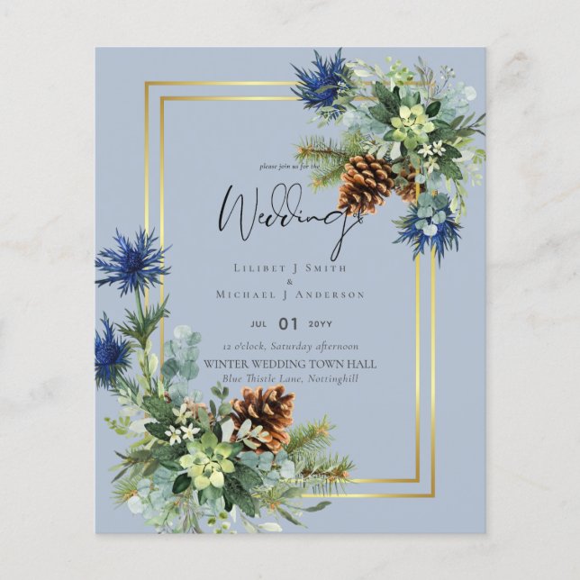 Flyer BUDGET Blue Thistle Eucalyptus Wedgland (Frente)