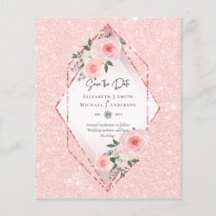 Flyer BUDGET Blush Pink Roses All-in-1 Wedding Save Date