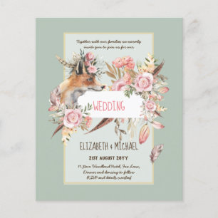 Flyer BUDGET Boho Woodland FOX Floral Wedn Moderno