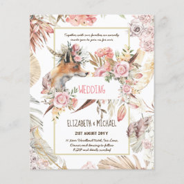 Flyer BUDGET Boho Woodland FOX Floral Wedn Moderno
