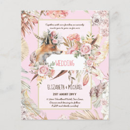 Flyer BUDGET Boho Woodland FOX Floral Wedn Moderno
