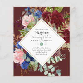 Flyer BUDGET Burgundy Marinho Floral Convites