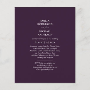 Flyer BUDGET Casamento PLUM PURPLE Monocromo Simples