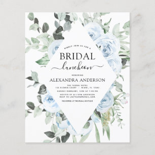 Flyer Budget Dusty Blue Bridal Shower Luncheon