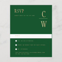 Flyer BUDGET Emerald Green Dourado Wedding RSVP