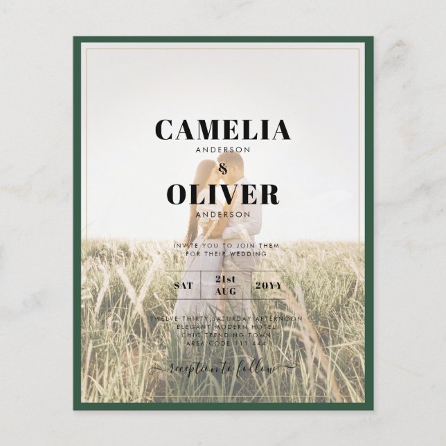 Flyer BUDGET EmeraldConvite de casamento Gypsophila Dour (Frente)