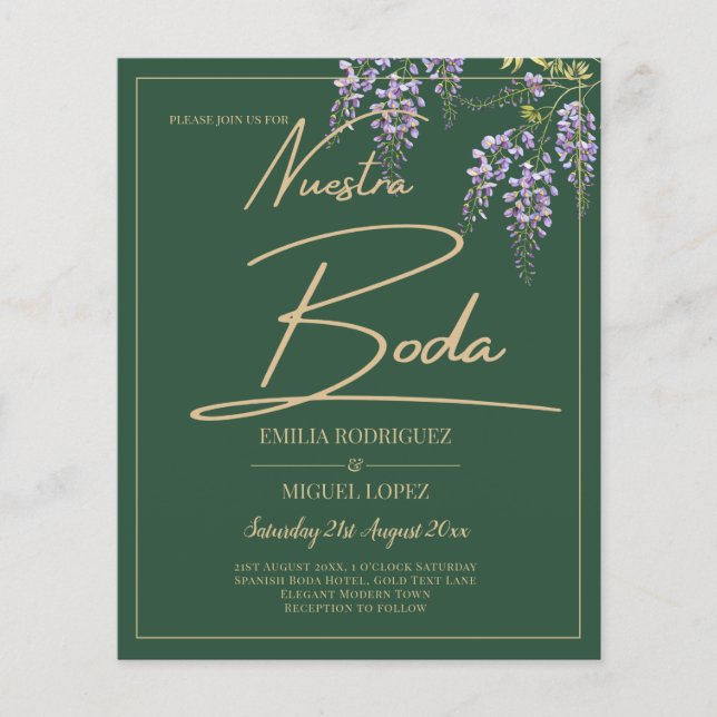 Flyer BUDGET ESPANHOL All-in-1 WISTERIA Dourada BODA Ver (Frente)