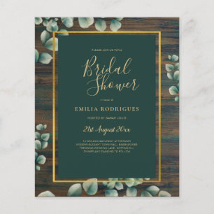 Flyer BUDGET Eucalyptus BRIDAL SHOWER Greenery Gold Flye