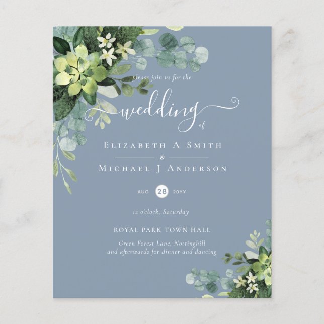 Flyer BUDGET Eucalyptus greenery Casamento (Frente)