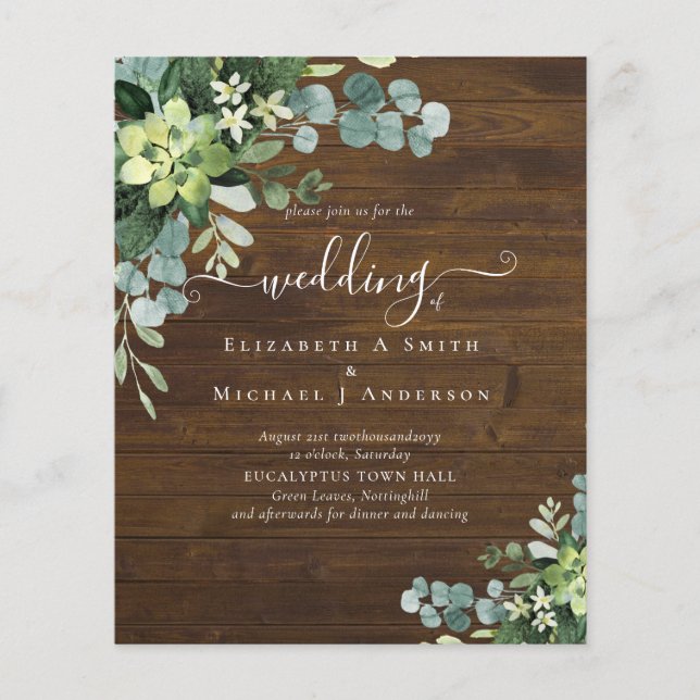 Flyer BUDGET Eucalyptus Greenery Casamento (Frente)
