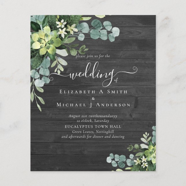 Flyer BUDGET Eucalyptus Greenery Casamento (Frente)