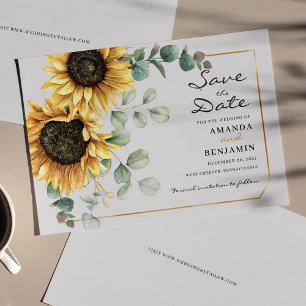 Flyer Budget Floral Sunflower Eucalyptus Save The Date