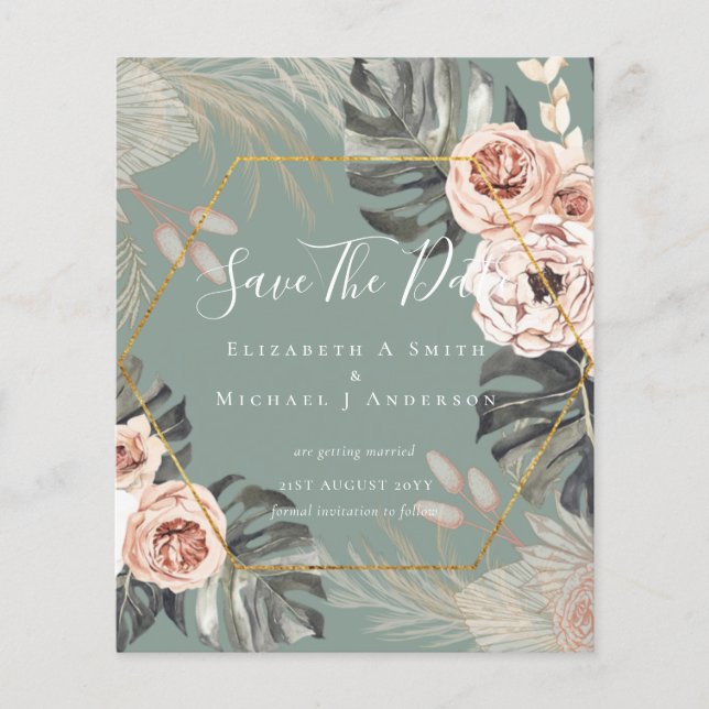 Flyer BUDGET Foto Salvar Datas PAMPAS Coral Tropical (Frente)