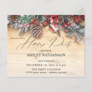 Flyer Budget Garland & Berries Rustic Holiday Party